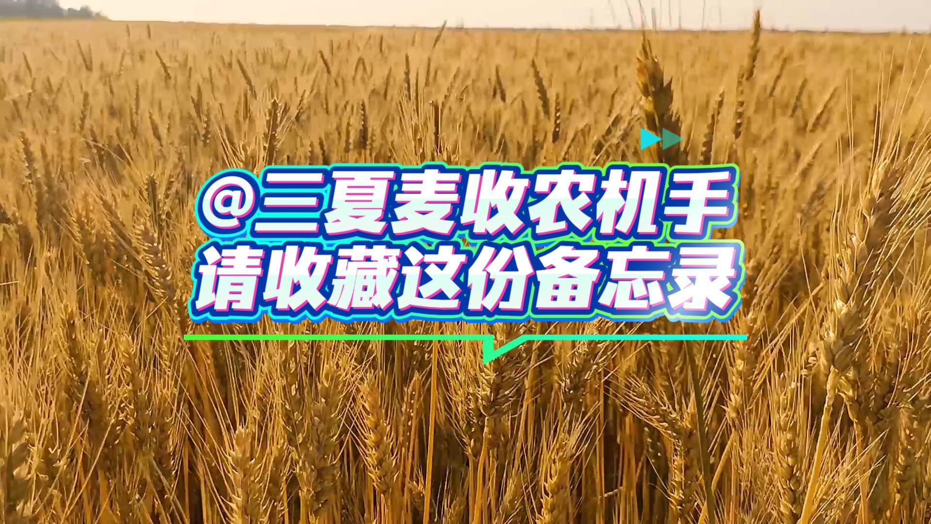 “三夏”麥收季：農機手從出發前到收工相關注意事項
